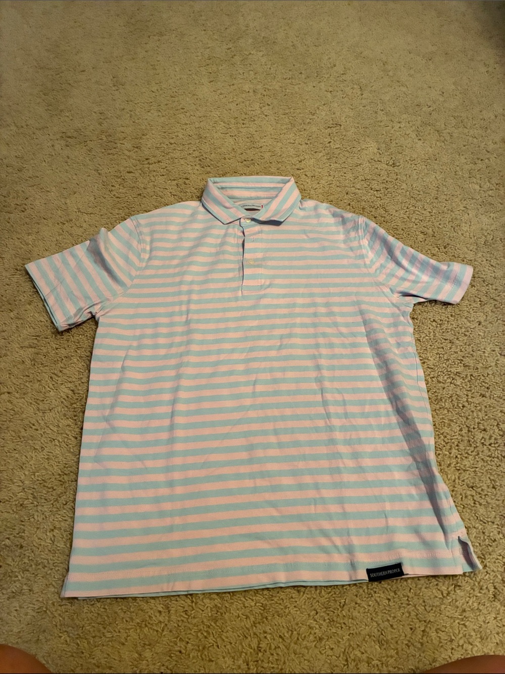 Southern Proper Striped Polo in Pink & Light Blue (size medium)